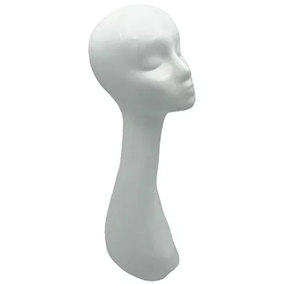 Tête mannequin femme abstrait H 51 cm Fibre de verre - Tête pour perruque, chapeau - Blanc - Têtes-2