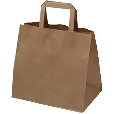 Sac papier kraft brun poignées plates 32 x 22 x 25 cm - Sac traiteur - Lot de 250 - Sacs traiteur