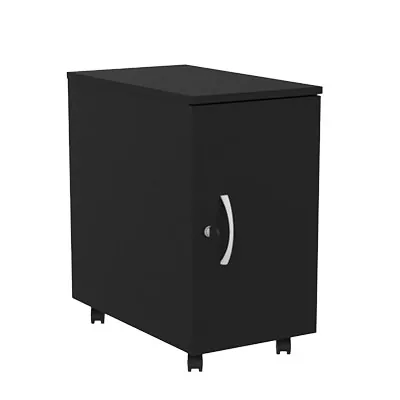 Meuble caisson mobile Slim à roulettes noir - 32 x 55 x H 60 cm - Buronomic© - Meubles de Rangement
