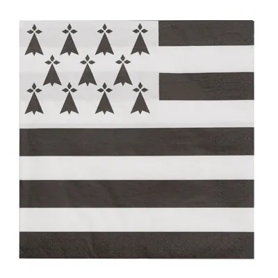 Serviette papier ouate Drapeau Breton Gwenn Ha Du 2 plis 40 x 40 cm - Serviette jetable - Serviette de table papier - Paquet de 50 - Serviettes jetables, Serviettes cocktails