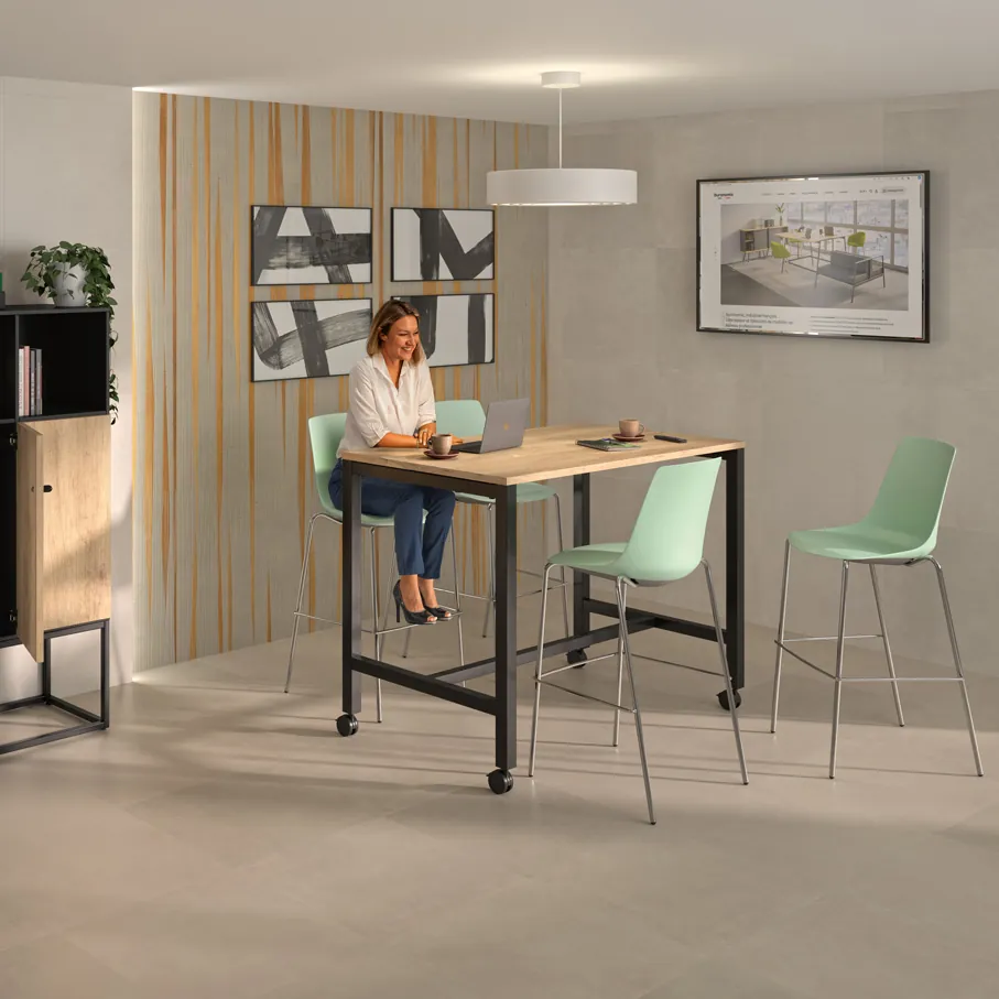 Table haute Astrolite 140 x 80 x H 105 cm noir/ nebraska - Buronomic© - Bureaux Astrolite-3