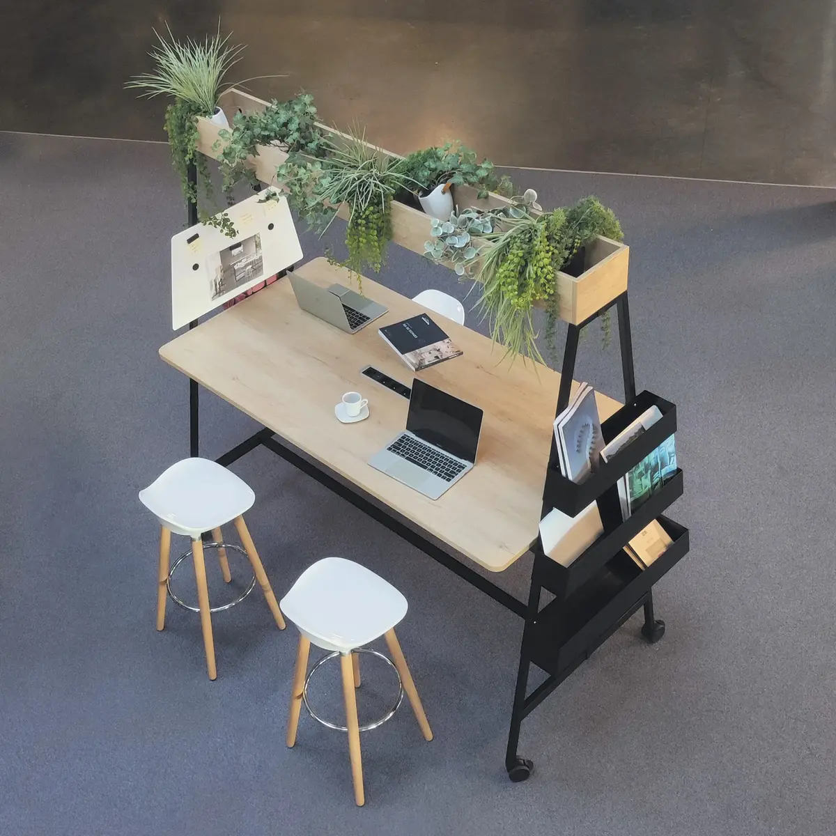 Table de réunion coworking Alto 90 x 140 x H 105 cm noir / nebraska - Buronomic© - Mobilier coworking-2