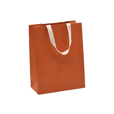 Sacs luxe terracotta poignées coton - 25 + 13 x H 33 cm - Sacs kraft luxe