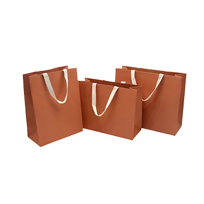 Sacs luxe terracotta poignées coton - 25 + 13 x H 33 cm - Sacs kraft luxe-4