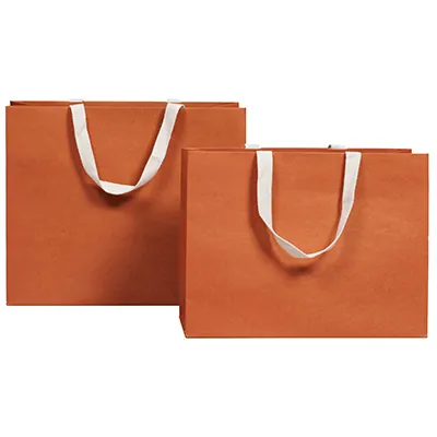 Sacs luxe terracotta poignées coton - 36 + 13 x H 30 cm - Sacs kraft luxe-2