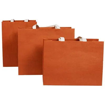 Sacs luxe terracotta poignées coton - 36 + 13 x H 30 cm - Sacs kraft luxe-3