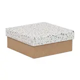 Boîtes cadeaux Terrazzo à couvercle amovible - blanc / brun - 12 x 12 x H15 cm - Boîtes cadeaux Noël