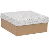 Boîtes cadeaux Terrazzo à couvercle amovible - blanc / brun - 20 x 20 x H 8,5 cm - Boîtes cadeaux Noël