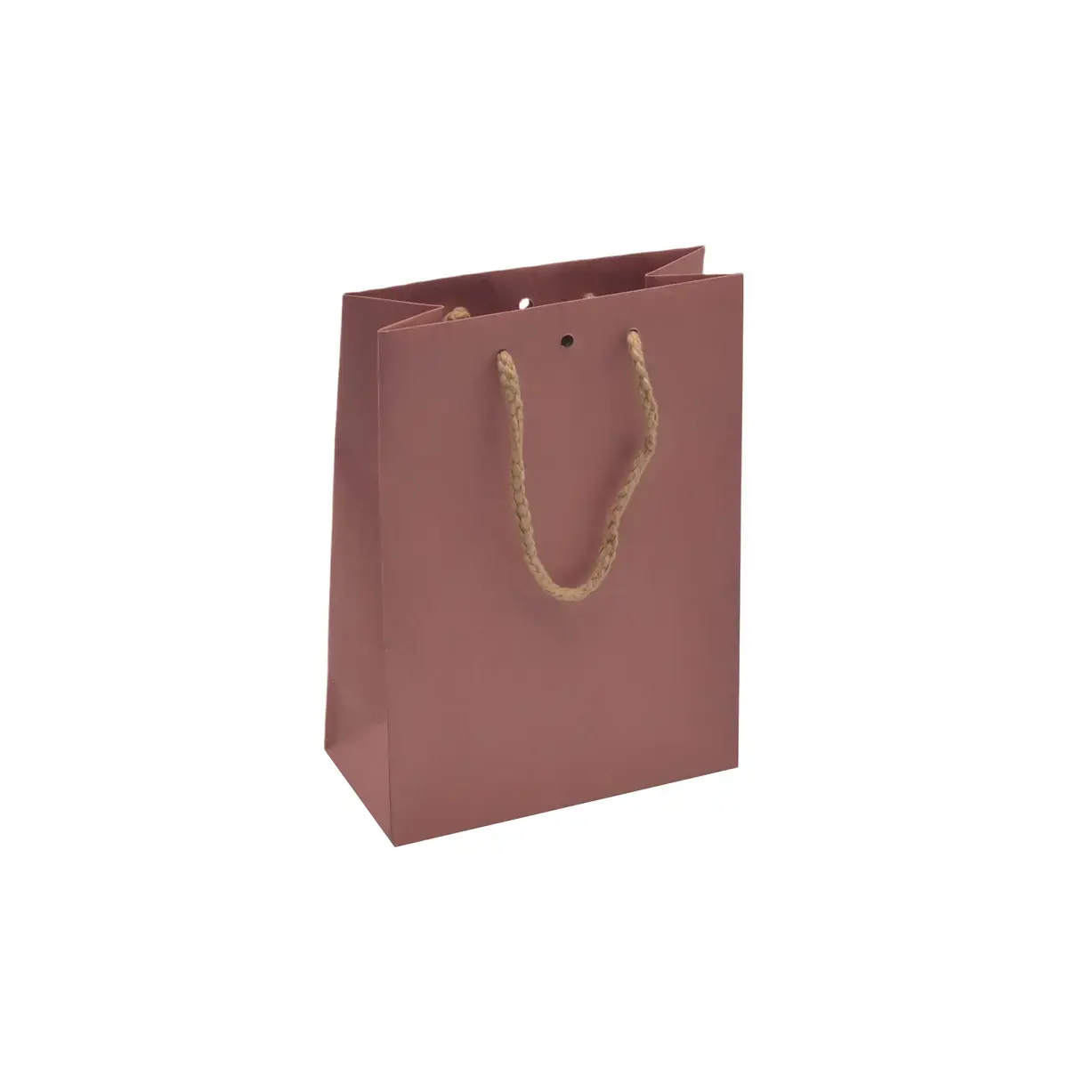 Sacs kraft vieux rose avec poignées cordelettes - 16 + 8 x H 22 cm - Sacs kraft luxe