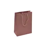 Sacs kraft vieux rose avec poignées cordelettes - 16 + 8 x H 22 cm - Sacs kraft luxe