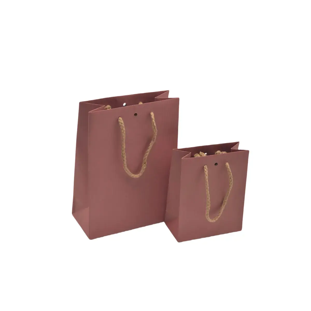 Sacs kraft vieux rose avec poignées cordelettes - 16 + 8 x H 22 cm - Sacs kraft luxe-3