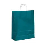 Sac kraft bleu wendy à poignées torsadées 19+8x23,5cm 90g/m² (x50) - Sacs kraft couleur poignées torsadées
