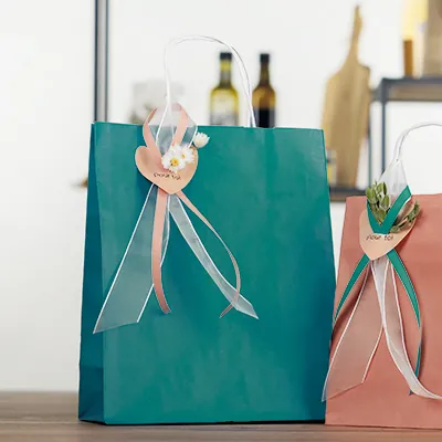 Sac kraft bleu wendy à poignées torsadées 24+12x31cm 90g/m² (x50) - Sacs kraft couleur poignées torsadées-2