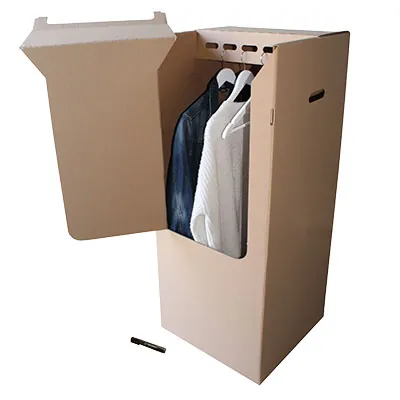 Carton penderie - Caisse penderie carton double cannelure 50 x 50 x 120 cm - Housses à vêtements-2