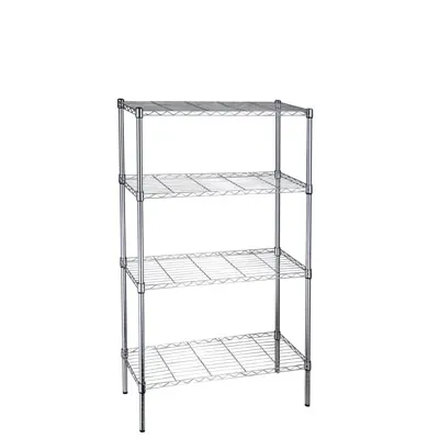 Étagère fil métal chromée 4 tablettes Chrom'x 90 x 35 x 160 cm - Rayonnage fil métal - Étagères magasins, Présentoirs bois