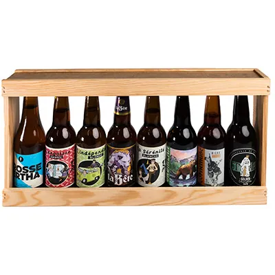 Demi mètre de bières en bois - porte bouteilles de bières 8 bières 33 cl Long Neck - Mètres de bières, Emballages pour bouteilles de bières-2