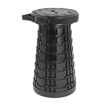 Tabouret télescopique pliant noir plastique Ø25cm H45cm, coussin intégré - Tabourets marchepieds-6