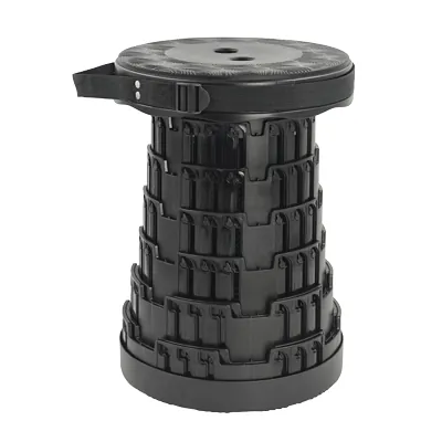 Tabouret télescopique pliant noir plastique Ø25cm H45cm, coussin intégré - Tabourets marchepieds-11