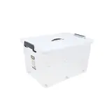 Bac de rangement plastique avec couvercle et roulettes - 65L - translucide - 59x42,5x35cm - Bacs de rangement