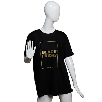 T-shirt BLACK FRIDAY coton taille M - noir / or - T-shirt opérations commerciales - T-shirts imprimés pour mannequin vitrine