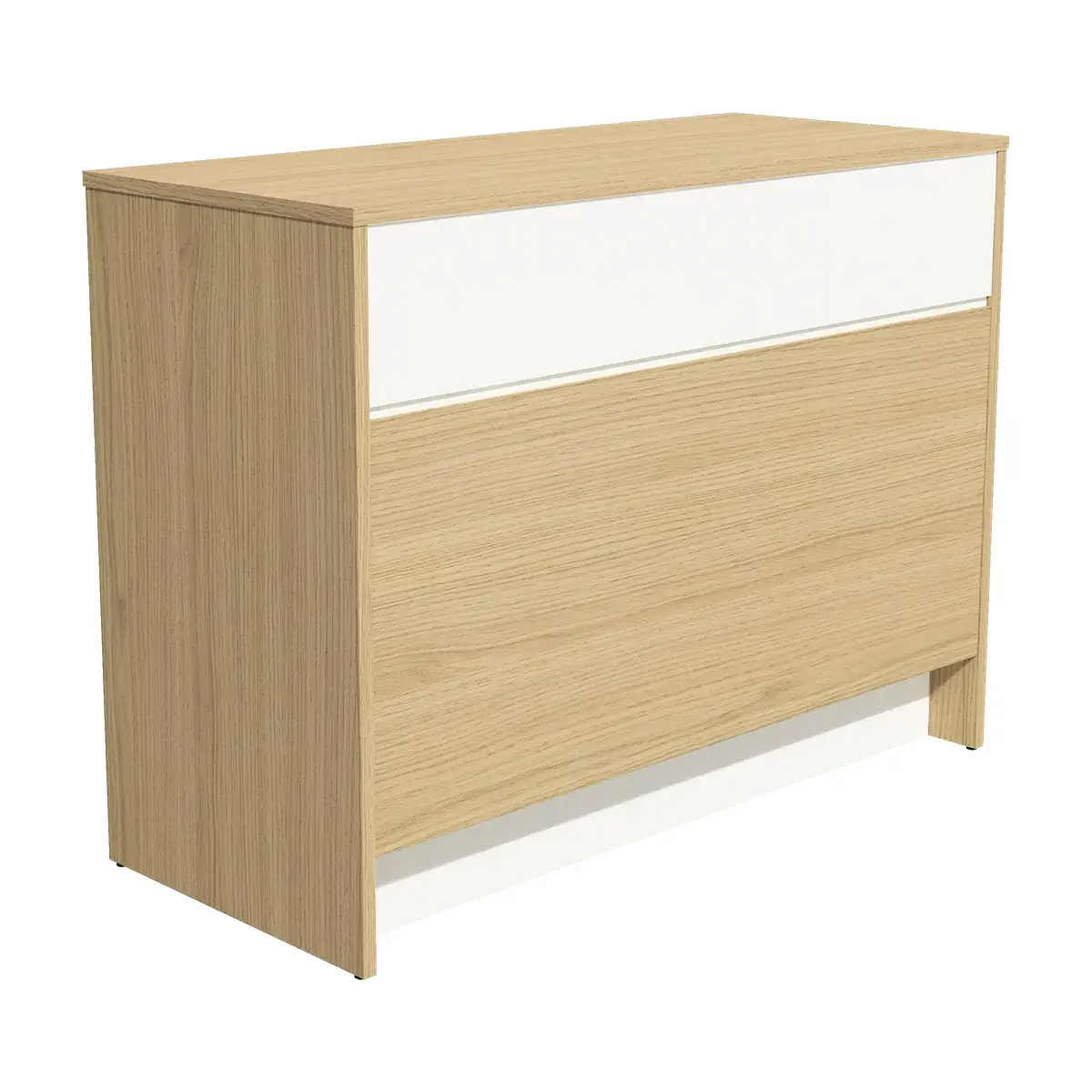 Comptoir magasin bois mélaminé Easy Chêne Vicenza / Blanc cristal - L 117 x H 88 cm - Comptoirs Easy