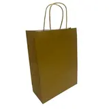 Sacs kraft poignées torsadées or 22 + 10 x 29 cm, paquet de 50 - Sacs kraft métallisés poignées torsadées