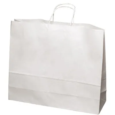 Sac kraft blanc poignées torsadées 52 + 14 x 40 cm – 110 g/m² – Paquet de 50 - Sacs kraft blanc poignées torsadées