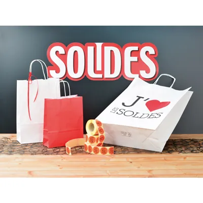 Sac kraft rouge à poignées torsadées 24+12x31cm 90g/m² (x50) - Sacs kraft couleur poignées torsadées-2