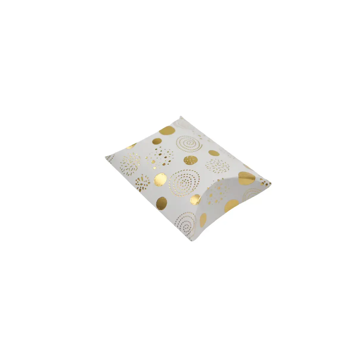 Boîte berlingot blanche motifs dorés 7 x 7 x 3 cm – Paquet de 100 - Boites berlingots