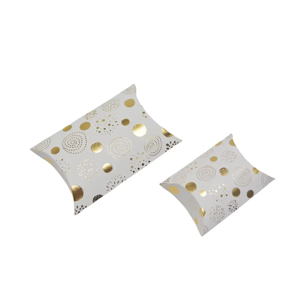 Boîte berlingot blanche motifs dorés 7 x 7 x 3 cm – Paquet de 100 - Boites berlingots-2