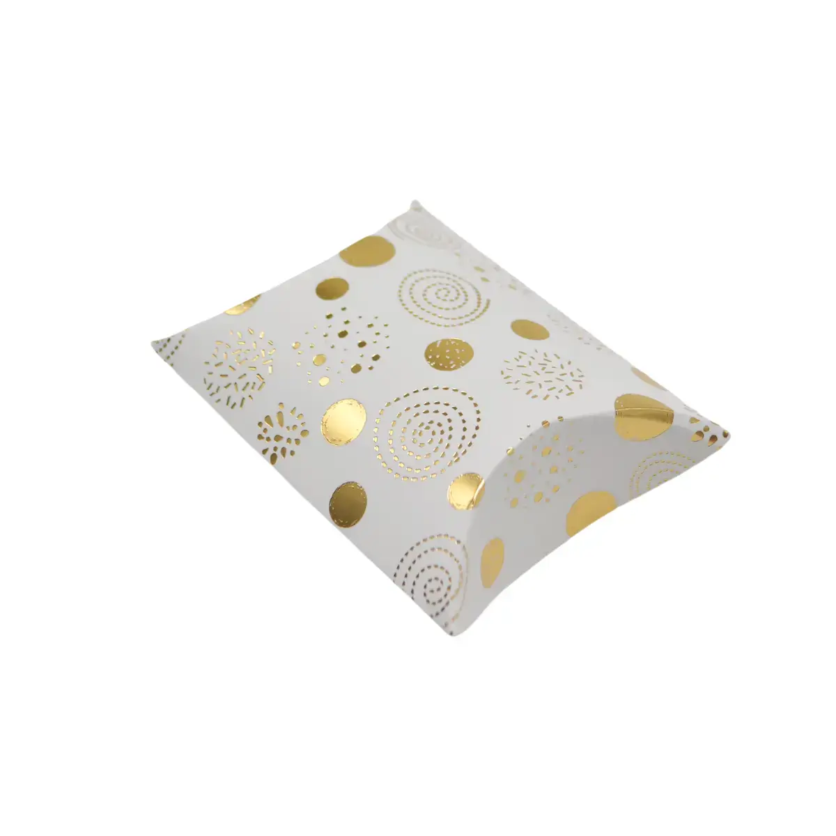 Boîte berlingot blanche motifs dorés 11 x 9 x 3 cm – Paquet de 100 - Boites berlingots