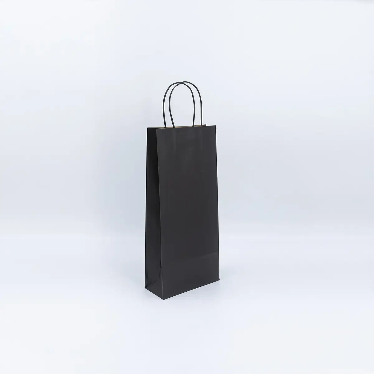 Sac kraft noir pour 2 bouteilles poignées torsadées 18 x 8 x 39 cm 110 g/m² – Paquet de 50 - Sacs pour bouteilles de vin