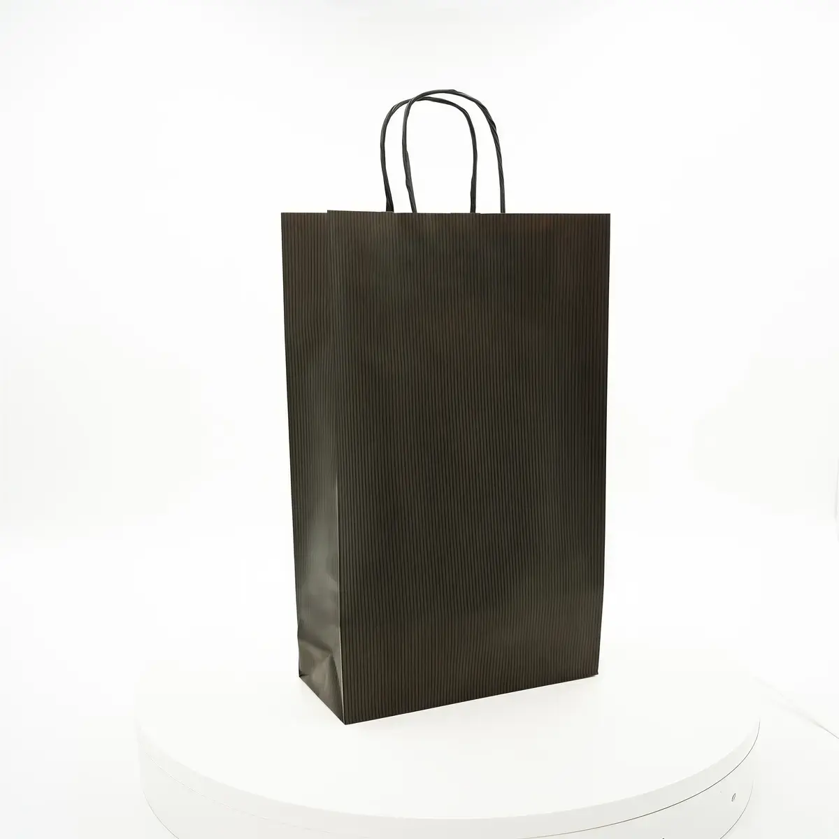 Sac kraft noir pour 2 bouteilles poignées torsadées 18 x 8 x 39 cm 110 g/m² – Paquet de 50 - Sacs pour bouteilles de vin-2