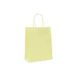Sacs kraft jaune pastel à poignées torsadées 16+8x22cm 120g/m² (x50) - Sacs kraft couleur poignées torsadées