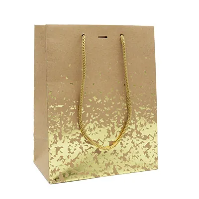 Sac kraft brun éclats or - 18 + 10 x 23 - Pqt de 20 - Sacs kraft luxe