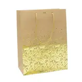 Sac kraft brun éclats or - 25 + 13 x 33 - Pqt de 20 - Sacs kraft luxe