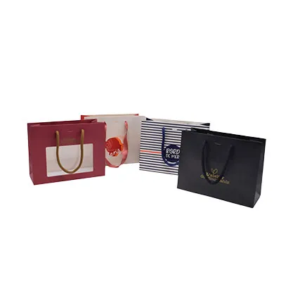 Sacs papier kraft à fenêtre poignées cordelettes - 22+9x17cm - collection Épicerie Fine  bordeaux - Sacs pelliculés à motifs-4