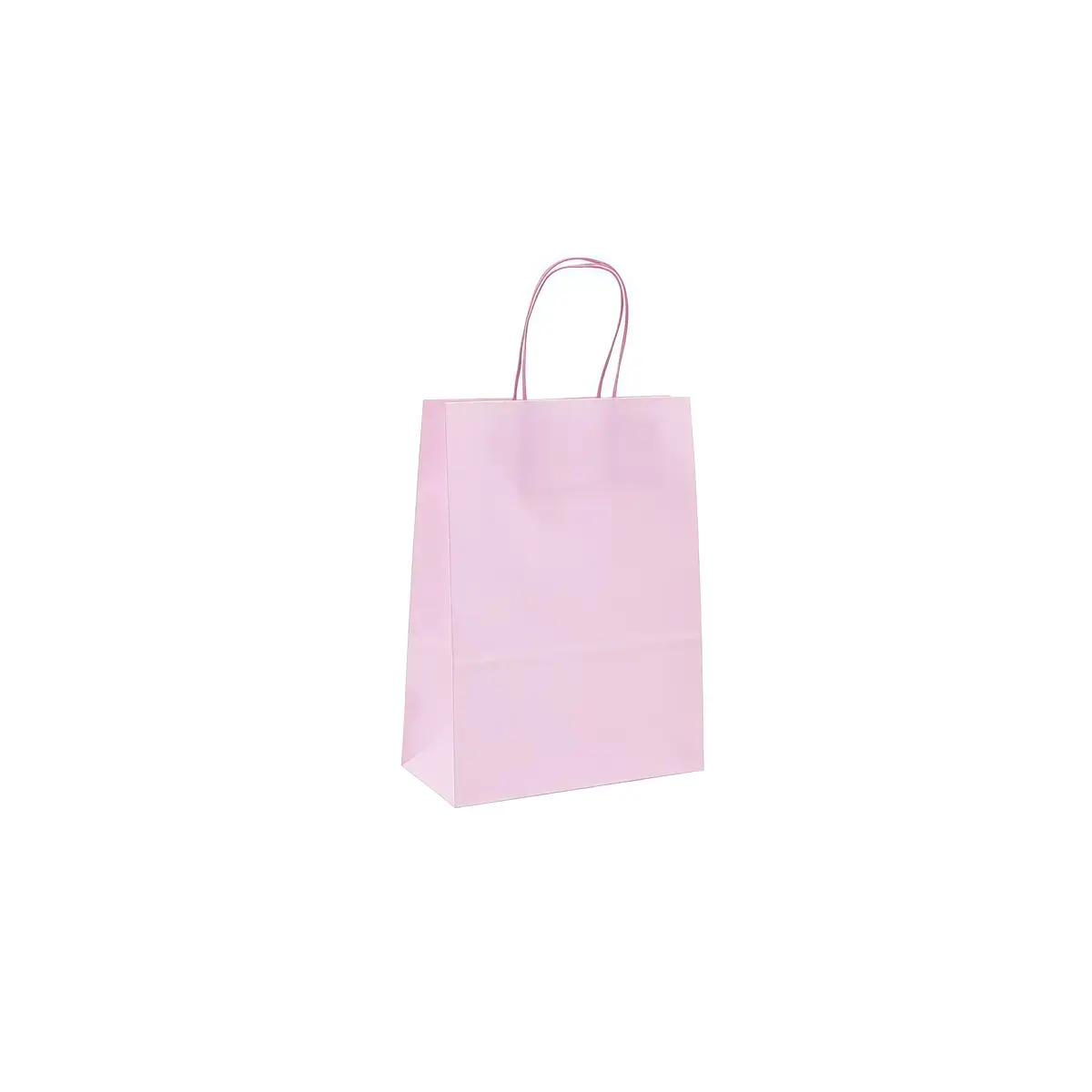 Sacs kraft rose pastel à poignées torsadées 16+8x22cm 120g/m² (x50) - Sacs kraft couleur poignées torsadées