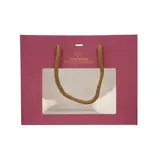 Sacs papier kraft à fenêtre poignées cordelettes - 22+9x17cm - collection Épicerie Fine  bordeaux - L'Atelier des Gourmands
