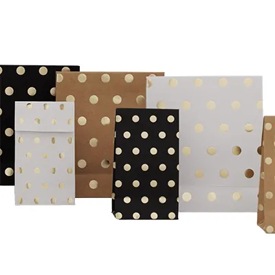 Pochettes cadeaux Pois - brun / or - moyen modèle - Pochettes cadeaux à motifs-2