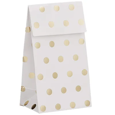 Pochettes cadeaux Pois - blanc / or - petit modèle - Pochettes cadeaux à motifs-2