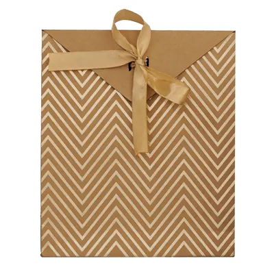 Pochettes cadeaux Chevrons - brun / or - moyen modèle - Pochettes cadeaux luxe-2