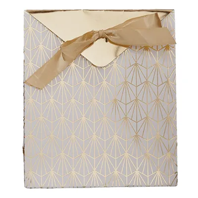 Pochettes cadeaux Art Déco - blanc / or - moyen modèle - Pochettes cadeaux luxe-2