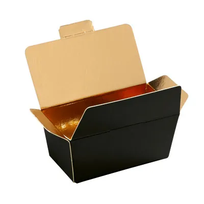 Ballotin chocolat carton noir intérieur or 375g 13 x 7 x 6,3 cm - Ballotin chocolat vide - Lot de 25 - Ballotins chocolats vides