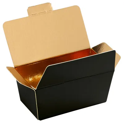 Ballotin chocolat carton noir intérieur or 500g 14,5 x 7,5 x 7 cm - Ballotin chocolat vide - Lot de 25 - Ballotins chocolats vides