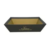 Corbeille carton carrée Épicerie fine 20 x 20 x 5 cm brun / noir, paquet de 10 - Corbeilles carton
