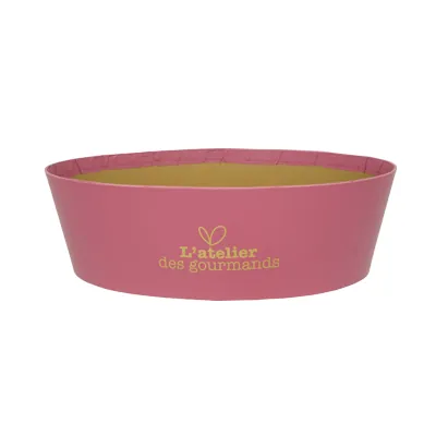 Corbeille carton ovale Épicerie fine 26 x 19,3 x 8 cm bordeaux / brun, paquet de 6 - Corbeilles carton