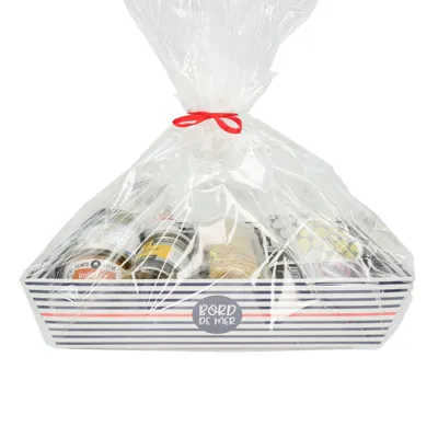 Corbeille carton rectangle Mer 33 x 20 x 7,5 cm bleu marine / blanc, paquet de 10 - Corbeilles carton-3