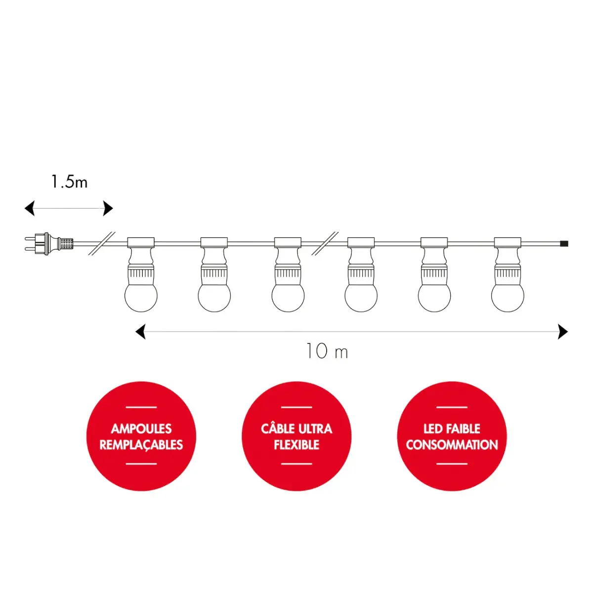Guirlande extérieure 10 ampoules B22 LED - Guirlandes extérieures-2