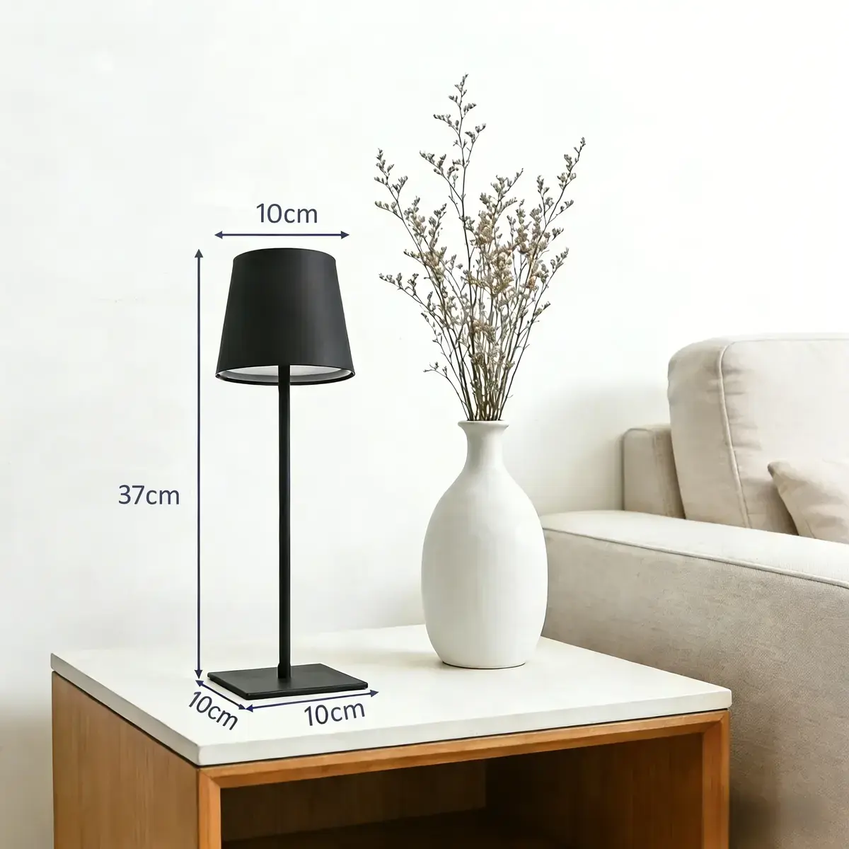 Lampe de table sans fil rechargeable noire IP44 5W 3,7V 1200mAh 3000 / 4500 / 6500K – Lampe à poser LED sans fil - Luminaires professionnels-9